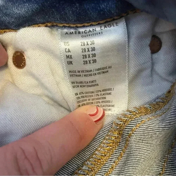 American Eagle Jeans Men Size 28 x 30 Medium Wash Distressed Athletic Skinny - Picture 8 of 11